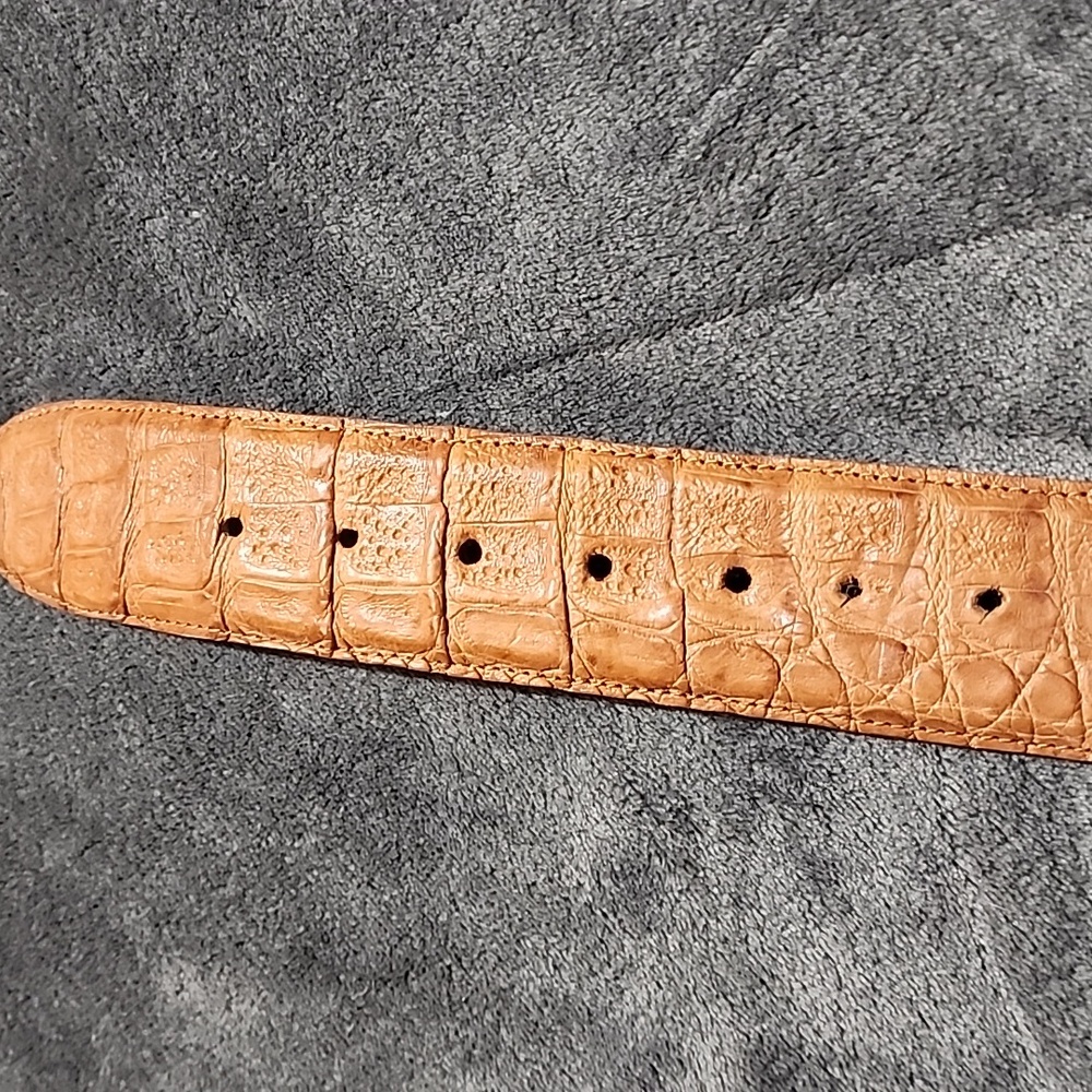 Dos De Oro Brown Crocodile Embossed Belt - Picture 5 of 8